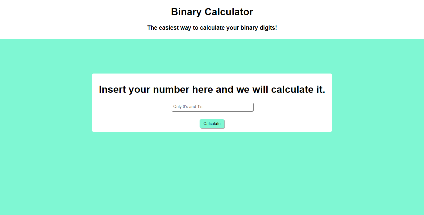 Binary calculator project